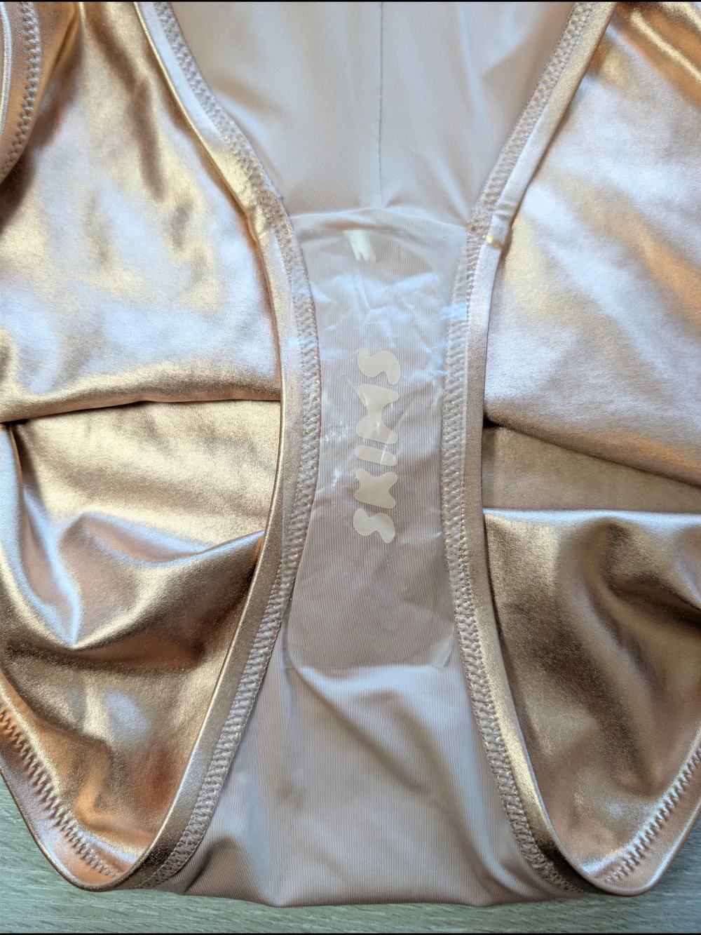 Skims Rose Gold Metallic Open Back High Cut One-Piece Swimsuit SM